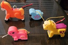 Vintage Fisher Price Farm Animal Crib Mobil Pieces- Horse, Pig, Cow, Sheep