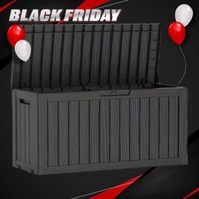Large 35/75 Gallon Outdoor Lockable Storage Deck Box   Heavy-Duty, UV  Water-