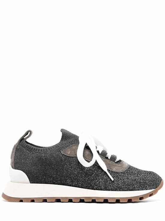 Brunello Cucinelli - Women - Sporty sneakers with glitter details - Grey 219690₽
