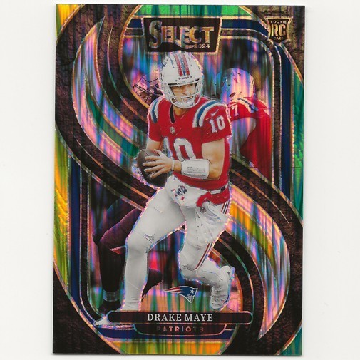 2024 Panini Select - Premier Level Drake Maye #113 Green & Yellow Shock Prizm 