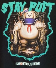 Ghostbusters Stay Puft Marshmallow Man Graphic Black T-Shirt - Size Medium