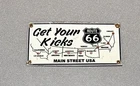 VINTAGE ROUTE 66 HIGHWAY PORCELAIN SIGN CAR GAS OIL TRUCK MOTORCYCLE