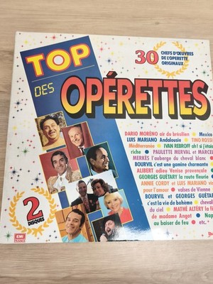 Vinyl 33T Top des Opérettes 2 Schallplatten 30 Titel EMI Frankreich illustrierte Tasche