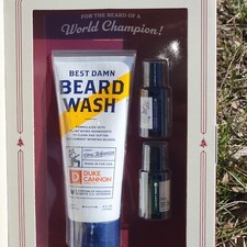 DUKE CANNON BEST DAMN BEARD WASH 6OZ BEARD OIL BURBON OAK BARREL REDWOOD .5OZ