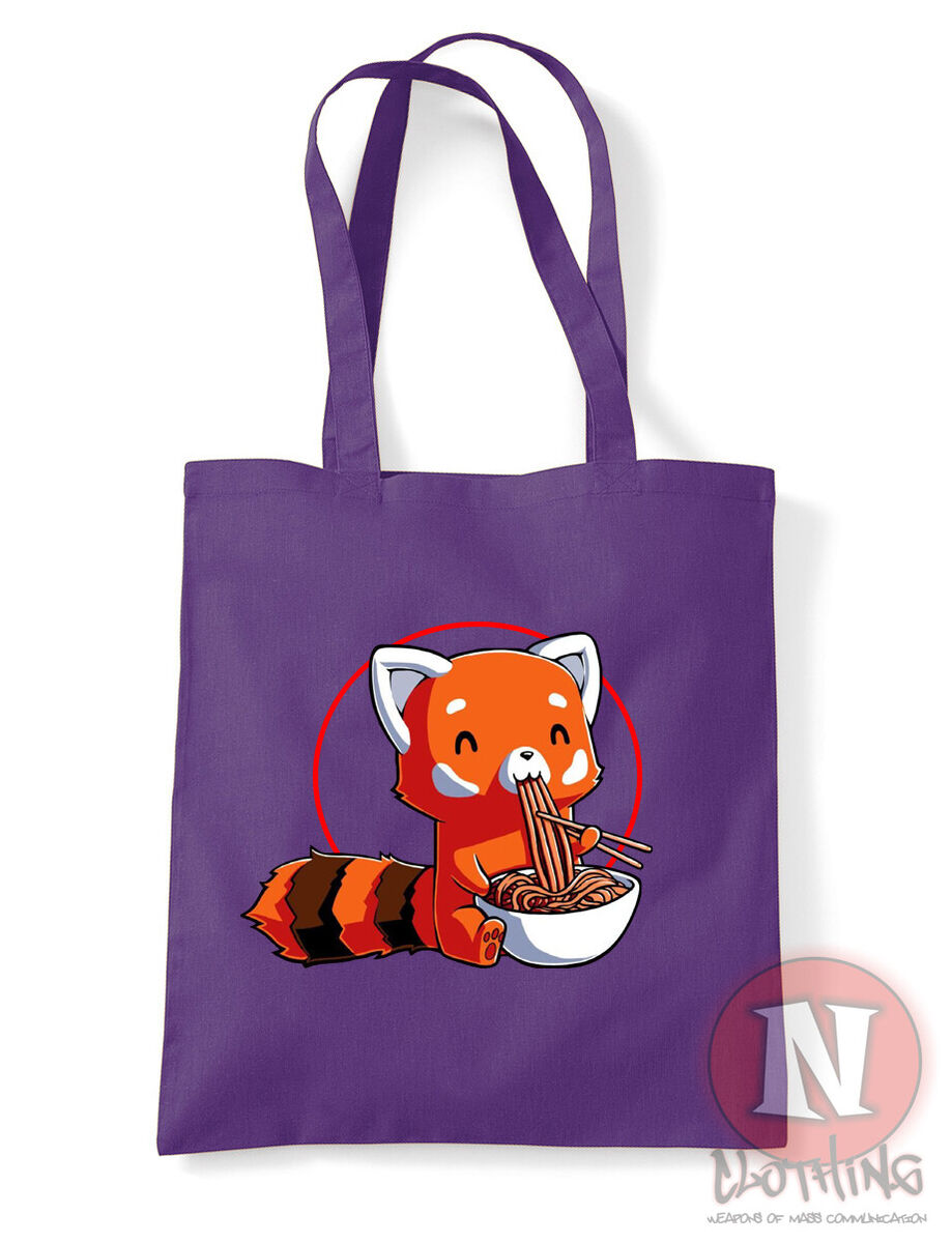 Red Panda tote bag noodles Asian anime fun shopping 100% cotton