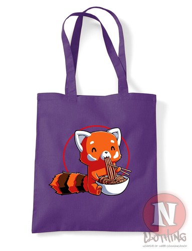 Rojo Panda Bolsa Fideos Asiático Anime Diversión Compras 100% Algodón Ambiental - Imagen 7 de 11