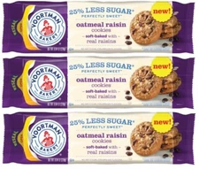 3 Voortman 25% Less Sugar Oatmeal Raisin Soft Cookies Perfectly Sweet Bakery 8oz