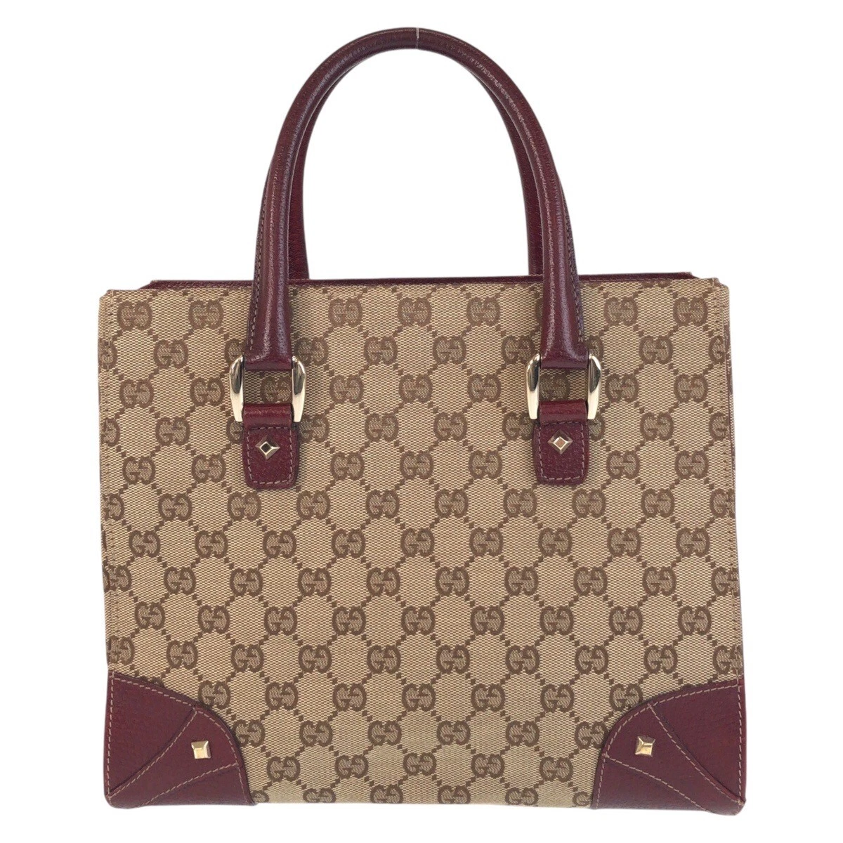 Sac à main fourre tout GUCCI 120895 beige bordeaux matériel doré GG toile/cuir GG