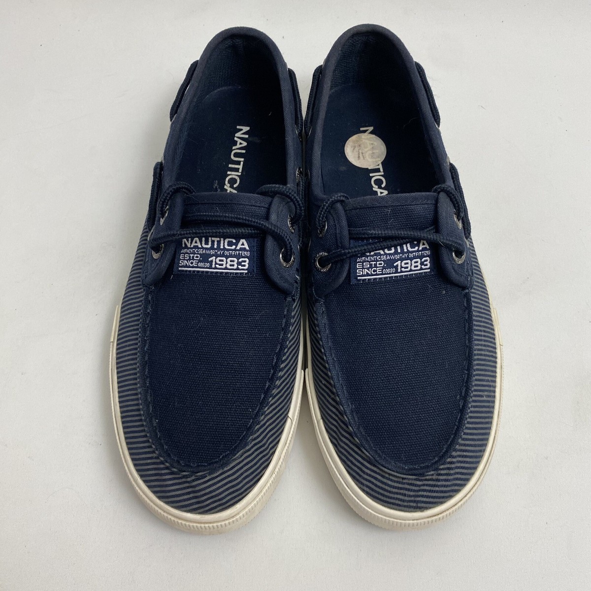 Nautica Blue Canvas Boat Shoes Men's Eye Casual