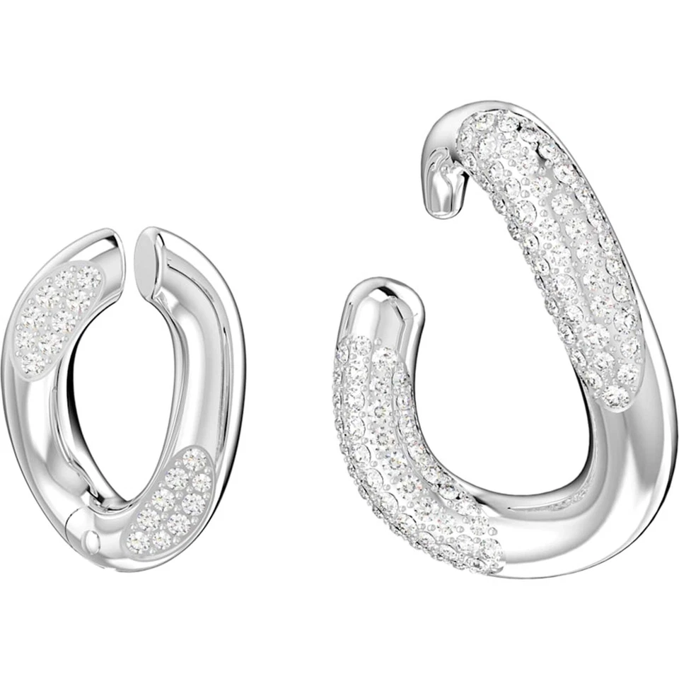 Swarovski Women's Ear Cuff Dextera Rhodium Plated Asymmetrical, Set of 2 5618303