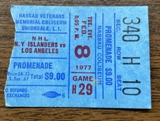 RARE 1977 NY Islanders Ticket GLENN RESCH WIN vs Los Angeles Kings