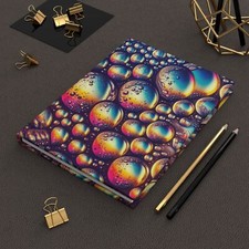 Rainbow Bubbles in Motion, Hardcover Journal, Notebook, Diary,150 lined pages