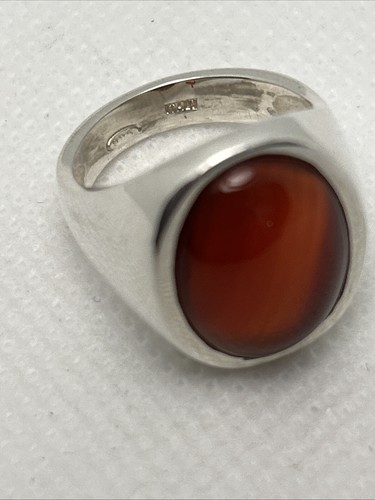GIOIELLO ANELLO CHEVALIER ARGENTO 925/000VINTAGE CON CORNIOLA - Foto 6 di 6