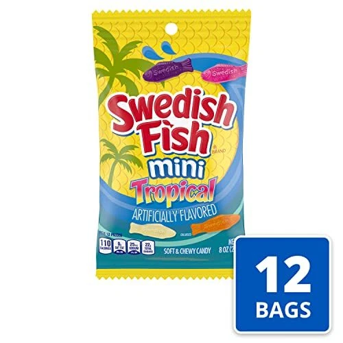 SWEDISH FISH Mini Tropical Soft & Chewy Candy, 8 Ounce (Pack of 12) - Image 2 of 4