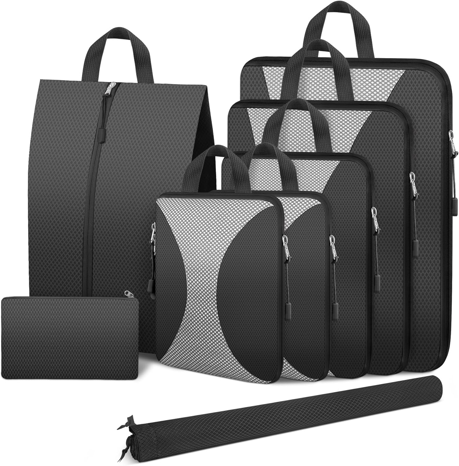 8 Set Compression Packing Cubes for Travel, Lightweight Compression Cubes for Su