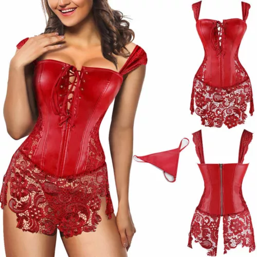 Bustier Corsé Top Mujeres Sobre Busto Con Cordones Cintura Deshuesada Entrenador Lencería Burlesca - Imagen 28 de 32