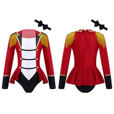 Girls Rompers Stage Jumpsuit Ringmaster Bodysuit Dance Leotard Color Contrast
