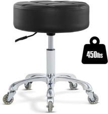 Rolling Stool with Adjustable Height   Super Thick Cushion, Black