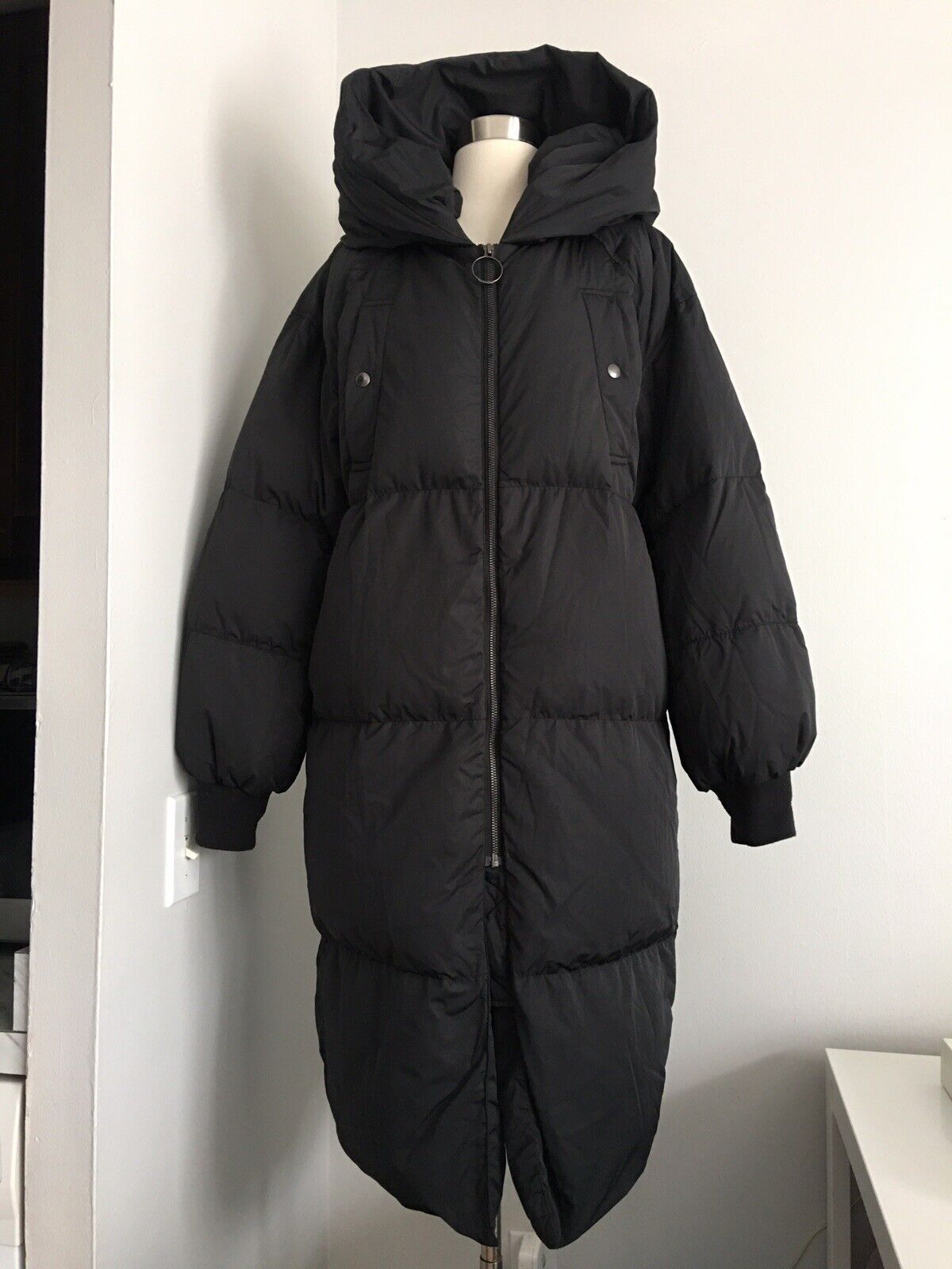 MOUSSY BLACK DOWN FILL HOODED COAT SIZE 1 | eBay