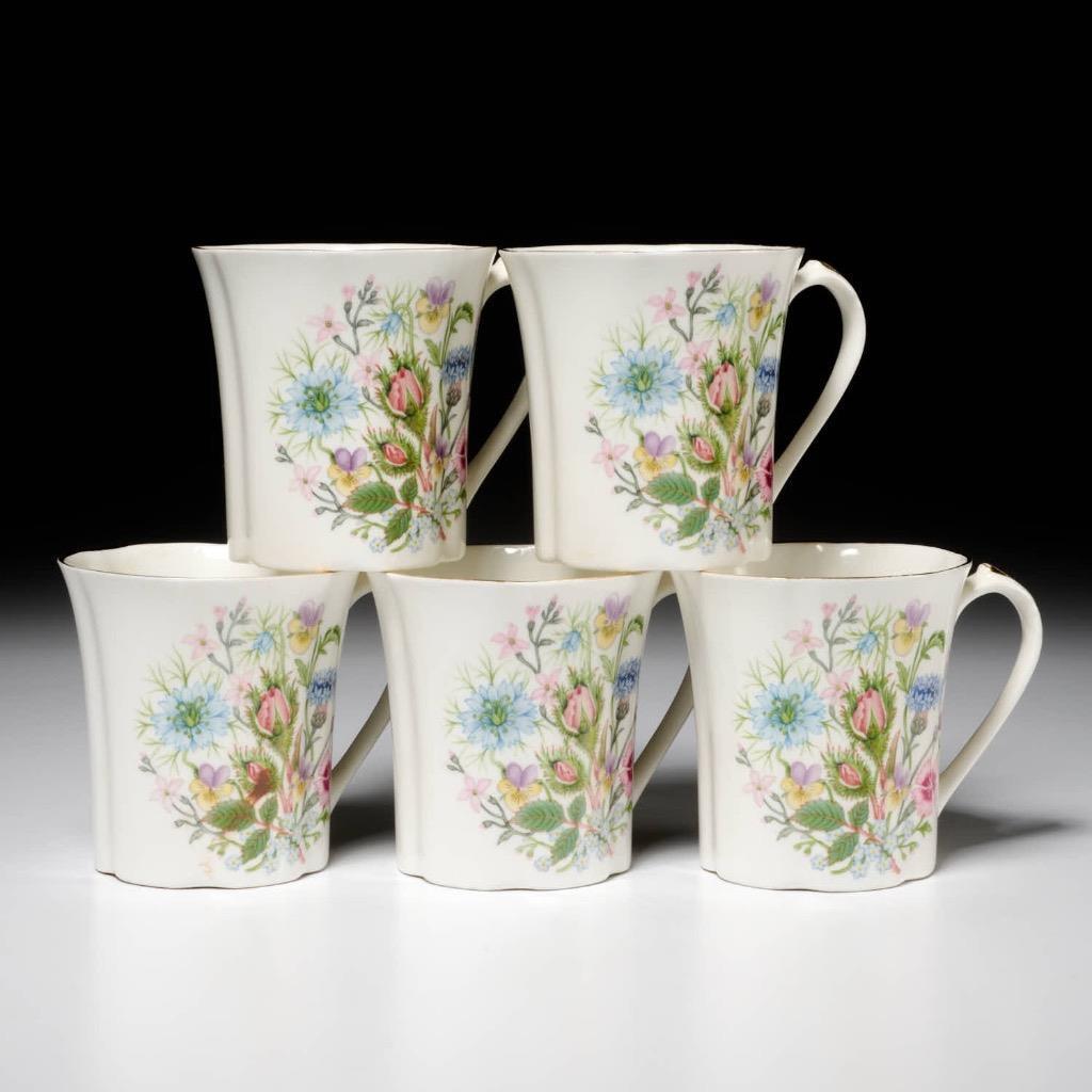 Aynsley Wild Tudor Bone China Flower Floral Mug Cups Made in
