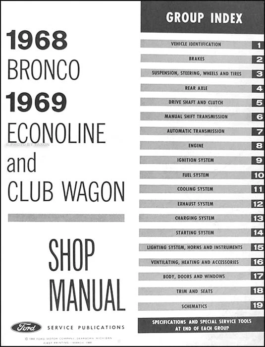 Ford Bronco 1969 original 1968 furgoneta taller de reparación manual Econoline y Club Wagon Foto 2 de 2