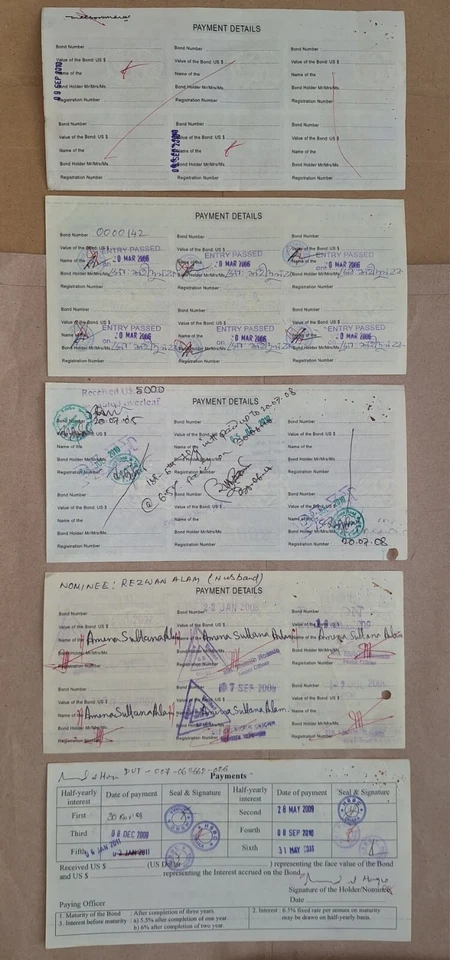 Rare Collection of Bangladeshi US Dollar Investment Bonds - $500 to $50,000 Set - Image 3 of 3