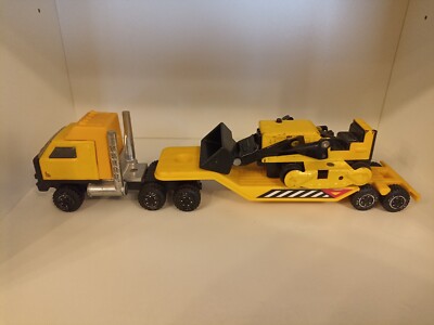 Vintage Tonka Tieflader + Bulldozer Gelb Metall Blechspielzeug Raupe