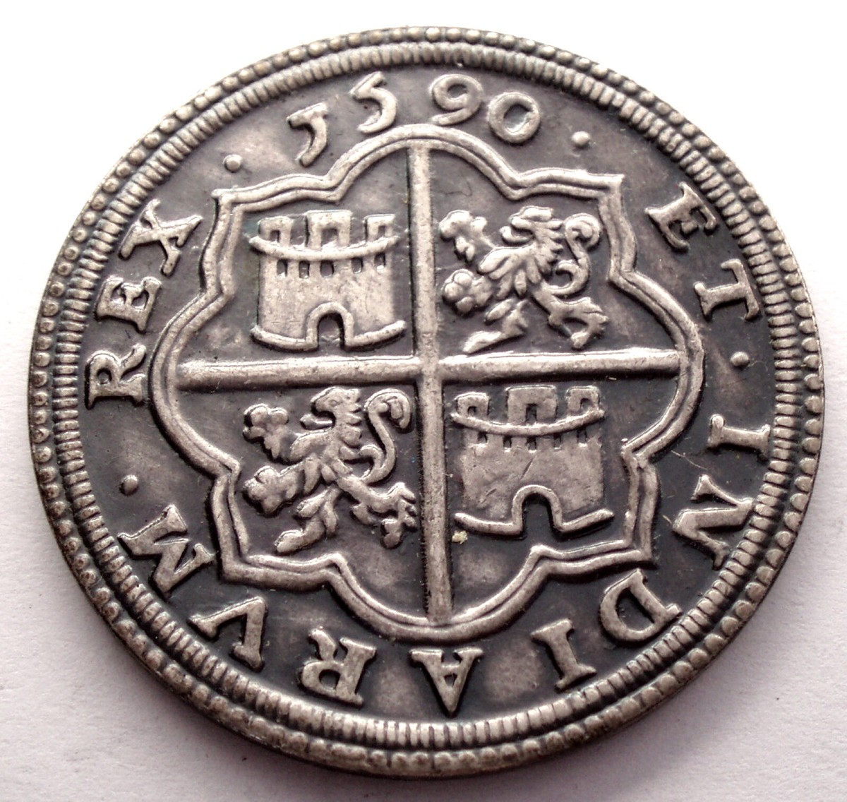SPAIN PHILIPPUS VIII 1590 Modern Token 40mm 20g Silver Plated
