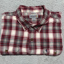 Carhartt Button Down Shirt Mens 2XL Tartan Plaid Relaxed Fit Cotton Workwear