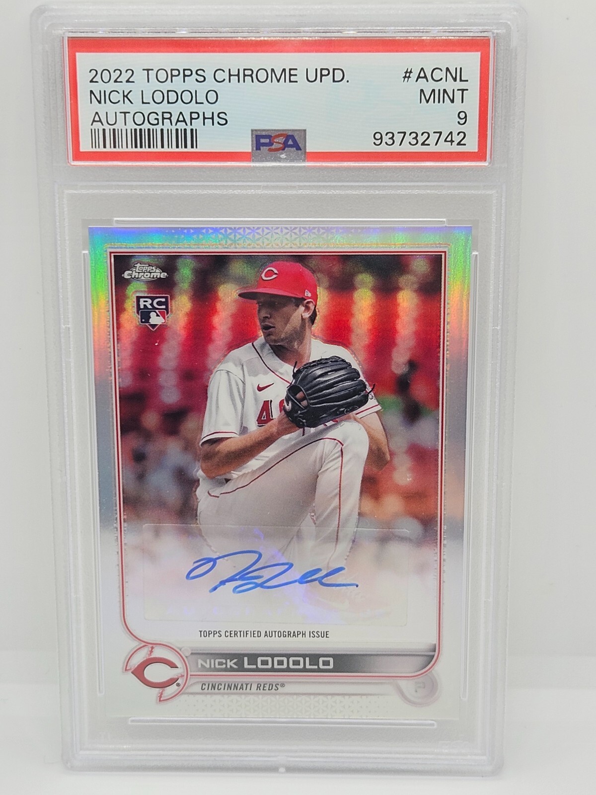 2022 Topps Chrome Update Auto Nick Lodolo #AC-NL PSA 9 GEM MT Rookie Auto RC⚾