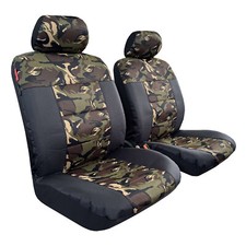 Fundas de asiento de auto delanteras para Chevy Spark verde camuflaje militar y lona negra