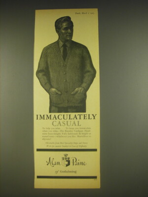 1963 Alan Paine Bramley Cardigan Ad - Immaculately casual
