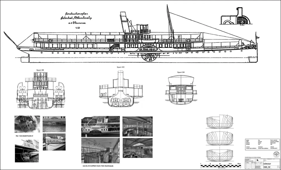 BLÜEMLISALP. Vaporizzatore a ruote Thunersee. Piano modellismo - Immagine 3 di 3