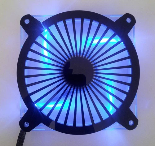 Custom 80mm TURBINE Computer Fan Grill Gloss Black Acrylic Cooling Cover Mod