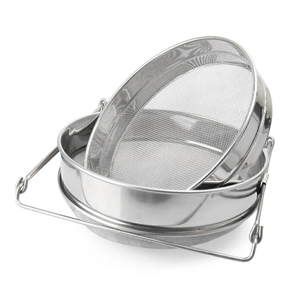 Stahl Imkerei Doppel-Honig-Sieb-Filter mit verstellbarem Handschaft - Bild 4 von 4