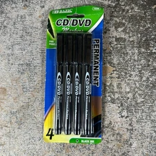 Bazic CD/DVD markers permanent 4 Piece set 1239 Sealed