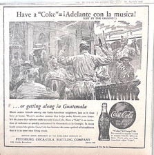 1944 newspaper ad for Coca-Cola - Adelante con La Musica! GIs in Guatemala