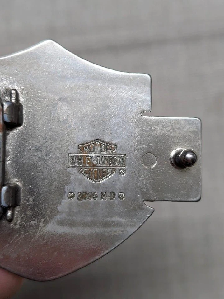 Y2K Vintage HARLEY DAVIDSON Hebilla Cinturón CROMO Moto ESCUDO Western Metal Foto 4 de 4