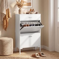 Homcom Schuhschrank FüR 12 Paar Schuhe, 2 KlapptüRen, Schublade, Weiß