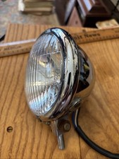 Vintage Chrome Motorcycle Bicycle Headlight Chrome Very Clean