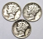 (3) Mercury Dimes - 1941D 1941P 1941S - VF/XF - #0900ED - FREE SHIPPING