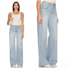 RE/DONE Mid Rise Wide Leg Jeans Mojave Light Wash Blue 28