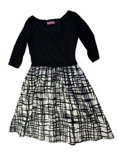 ELIZA J New York Dress Black Top Long Sleeve, Black / White Bottom Skirt Sz 6
