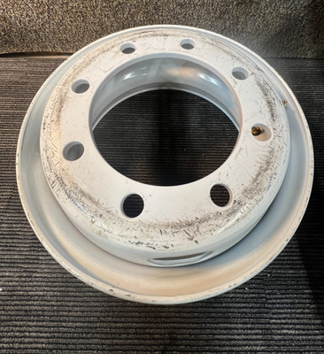 (QTY 1) SRW White Steel Hub Pilot Wheel Rim 17.5x6.75 8x275, Max Load 6200 lb