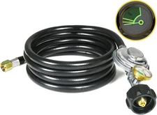 8 Feet Propane Regulator Hose with Gauge - QCC1 Connection for LP Gas Grill,... 