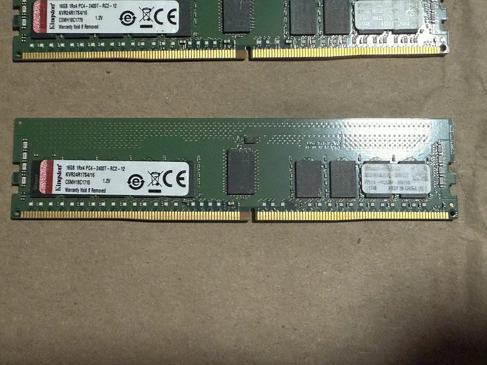 (Lote de 8) Kingston 16 GB DDR4-2400 ECC RDIMM Servidor Memoria RAM KVR24R17S4/16 Foto 2 de 4