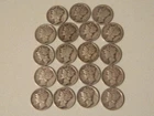 19 - 90% Junk Silver Mercury Dimes 1920 thru 1945