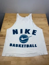 Vintage Nike Basketball Tank Top Mens L White Boxy Logo 90s 11668