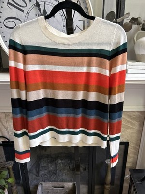 AKRIS PUNTO women's thin wool crewneck sweater - multicolor stripe - US 4
