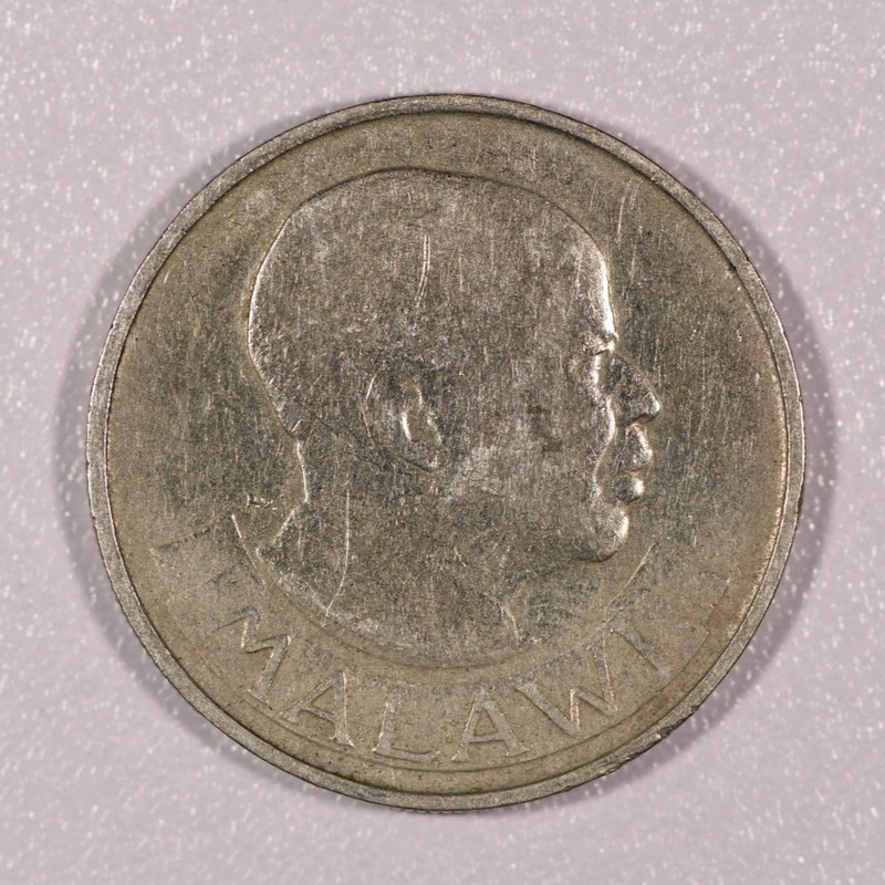 1964 Malawi "Hastings Kamuzu Banda" One-Shilling Nickel-Brass Coin, Extra Fine